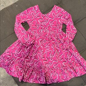 Hanna Andersson Magenta Printed Flutter Skater Dress - 4T 100cm 100% cotton
